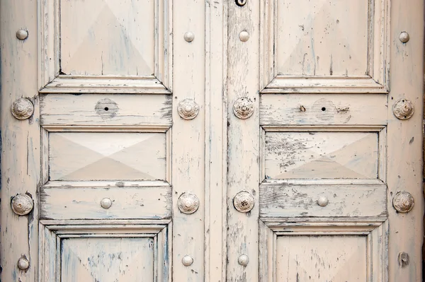 Large white double vintage style front door — Stock Photo, Image