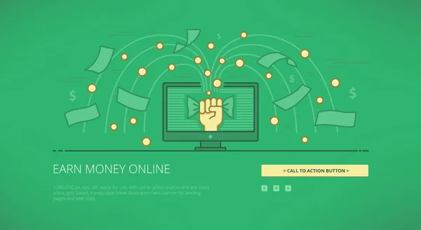 Earn money online linear web illustration