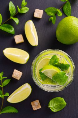Fresh mojito cocktail with lime and mint. clipart