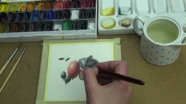 Painting tropical fruit — Stock Video