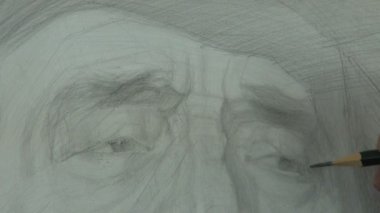 Eski bir çalışma çizim kalem grafit gözleri adamla
