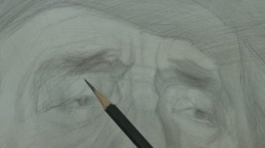 Adam göz ve kaş grafit ile eski bir çalışma çizim kalem