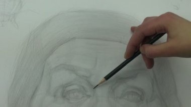 Eski bir çalışma çizim modelinin göz grafit ile kalem
