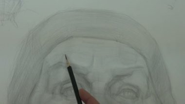 Eski bir çalışma çizim modelinin alın grafit ile kalem