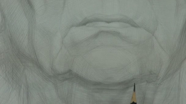 오래 된 연구를 그리기 모델의 턱과 흑연 연필 — 비디오