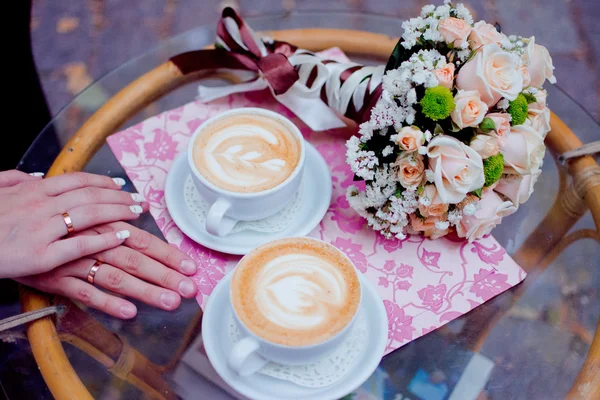 Coffee with hearts — Stock Photo, Image