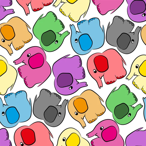 Éléphants multicolores motif sans couture — Image vectorielle
