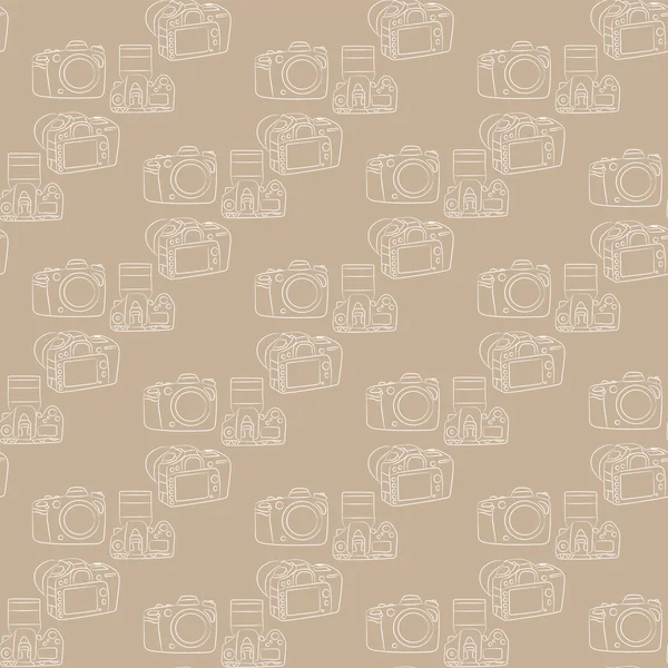 Fotocamera reflex digitale su sfondo marrone — Vettoriale Stock