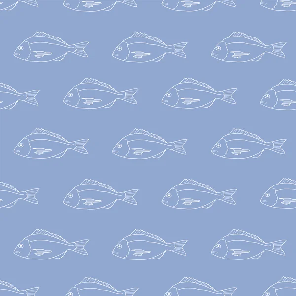 Seamless pattern of fish on a blue background. — Stock Vector