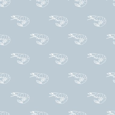 Üzerinde mavi arka plan pastel resimde karides