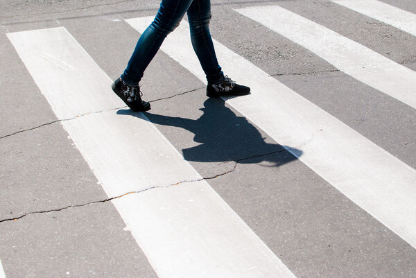 Man enters the crosswalk 