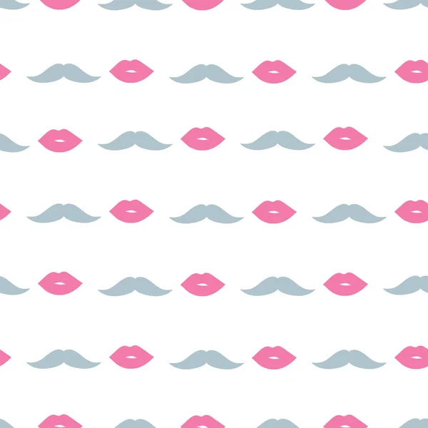 Snor en lippen op een witte achtergrond in blauwe en roze tinten — Stockvector