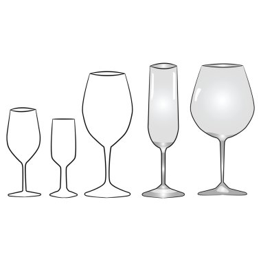 Illustrations of different types of glasses clipart