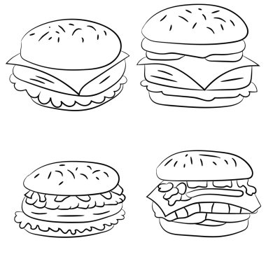 Bir küme illüstrasyonlar fast food