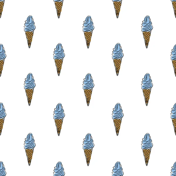 Cono de helado con crema azul — Vector de stock