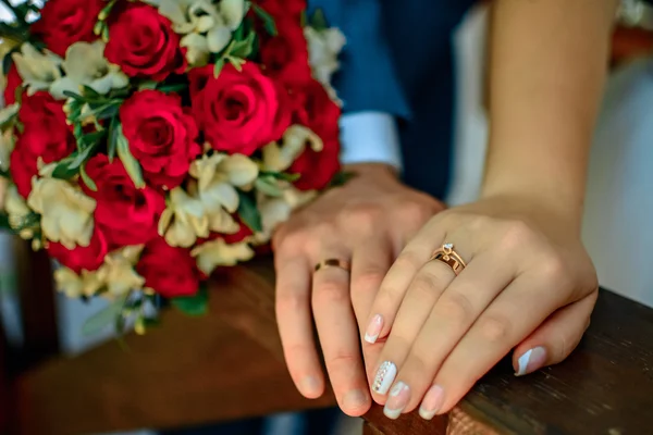 Hands of the groom and the bride — Stock Photo, Image