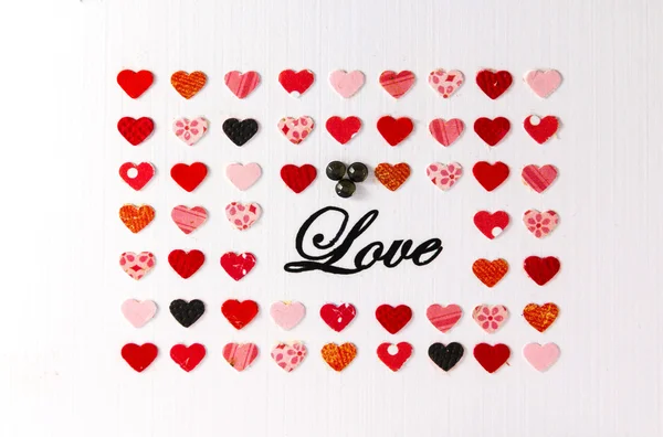 Herzenssatz und das Wort Liebe — Stockfoto
