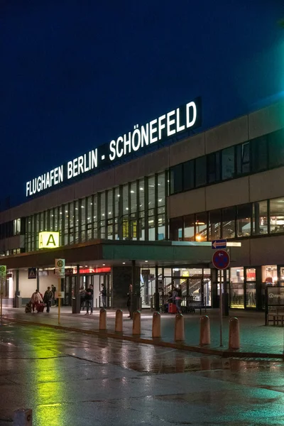 Berlín Alemania Mayo 2019 Aeropuerto Berlín Schnefeld Terminal Por Noche — Foto de Stock
