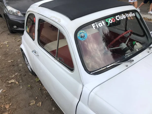 Rome Italie Août 2020 Voiture Fiat 500 Blanche Fiat 500 — Photo