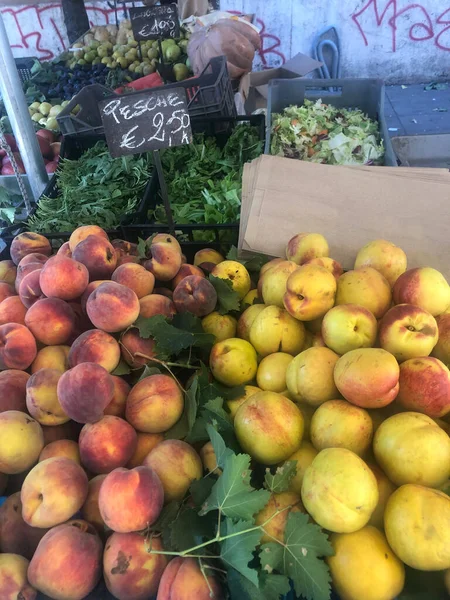 Fruits Frais Marché Fermier Pêches — Photo