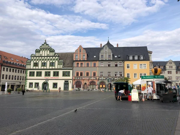 Weimar Alemania Julio 2020 Plaza Del Mercado Con Algunas Casas —  Fotos de Stock