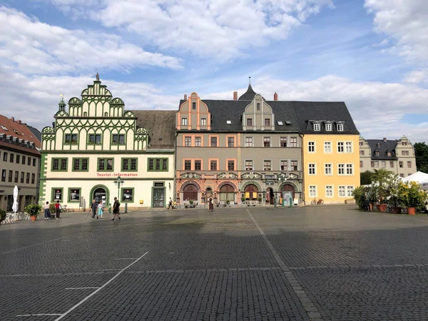 Weimar Alemanha Julho 2020 Praça Mercado Com Algumas Casas Patrícios — Fotografia de Stock