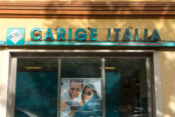 Roma Italia Septiembre 2019 Banca Carige Señalización Sucursales Bancarias Históricamente — Foto de Stock