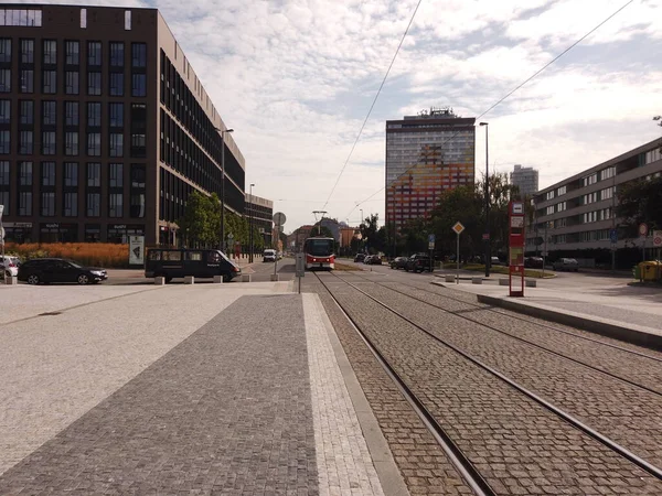 Prague Czech Republic July 2020 Tram Modern Downtown Czech Capital — Stock Photo, Image