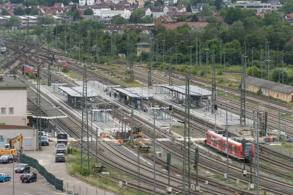 Heilbronn Niemcy Lipca 2020 Widok Lotu Ptaka Głównego Dworca Kolejowego — Zdjęcie stockowe