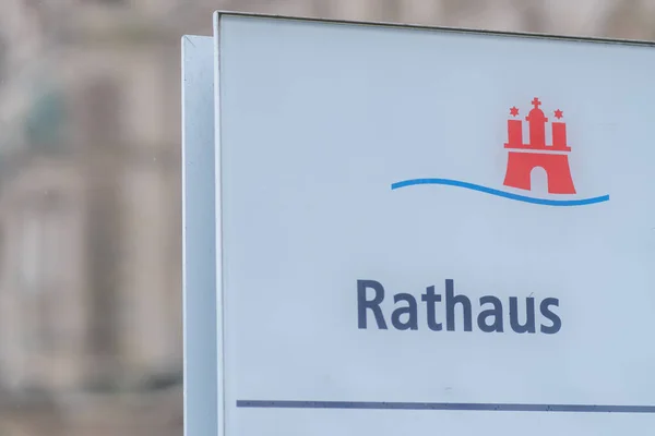 Hamburg Tyskland Mars 2021 Rathaus Logotyp Tyska För Stadshuset Säte — Stockfoto