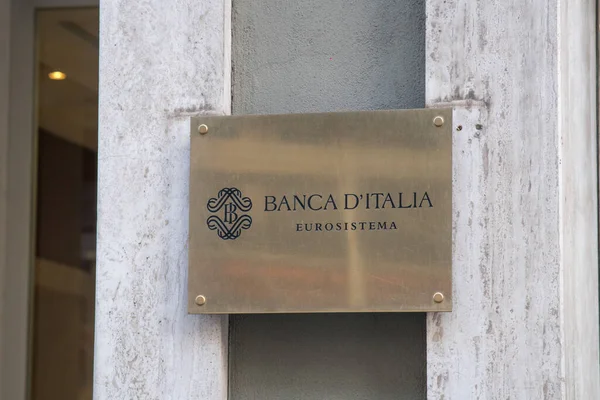 Róma Olaszország Január 2021 Bank Italy Lemez Bank Italy Olasz — Stock Fotó