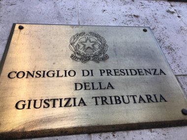Roma, İtalya - 5 Eylül 2020: Consiglio di Presidenza della Giustizia Tributaria, Vergi Dairesi Başkanlık Konseyi, İtalyan vergi komisyonlarının öz yönetim organı