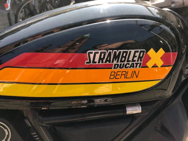 Berlin Almanya Eylül 2020 Ducati Scrambler Motosiklet Detay Ducati Scrambler — Stok fotoğraf