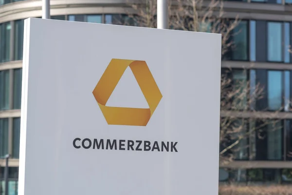 Hamburg Germany March 2021 Signage Commerzbank Branch Commerzbank One Largest — Stock Photo, Image