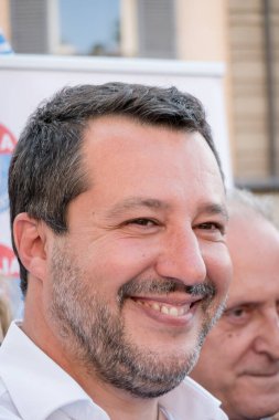 Roma, İtalya - 21 Temmuz 2021: Matteo Salvini, eski İtalya Başbakan Yardımcısı ve İçişleri Bakanı. Ayrıca Aralık 2013 'ten bu yana Kuzey Ligi Federal Sekreteri olmuştur.