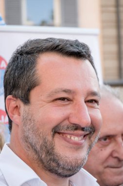 Roma, İtalya - 21 Temmuz 2021: Matteo Salvini, eski İtalya Başbakan Yardımcısı ve İçişleri Bakanı. Ayrıca Aralık 2013 'ten bu yana Kuzey Ligi Federal Sekreteri olmuştur.
