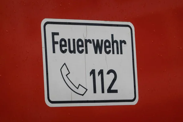 Feuerwehr 112 Señalización Alemán Para Departamento Bomberos — Foto de Stock