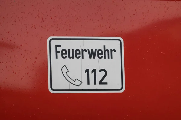 Feuerwehr 112 Işareti Tfaiye Için Almanca — Stok fotoğraf