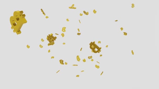 Bewegungs Animation Die Gold Bitcoin Zeichen Langsam Fallen Darstellung — Stockvideo