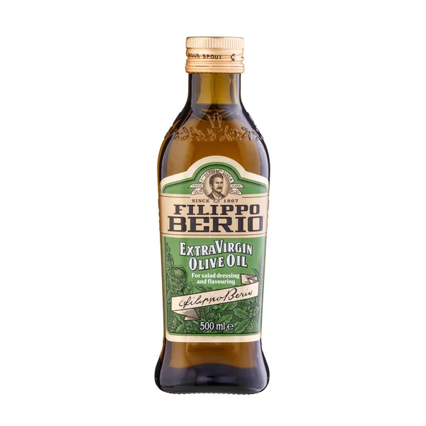 Botella Aceite Oliva Filippo Berio Aceite Oliva Virgen Extra Aislado — Foto de Stock