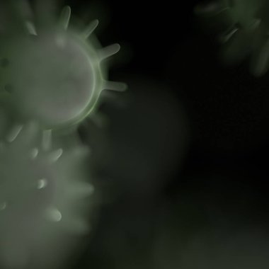 Virüs hücrelerinin mikroskobik görüntüsü. 3 boyutlu tıbbi illüstrasyon