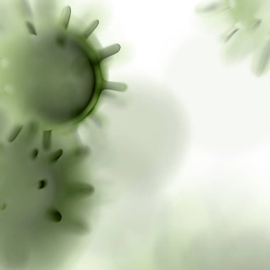 Virüs hücrelerinin mikroskobik görüntüsü. 3 boyutlu tıbbi illüstrasyon