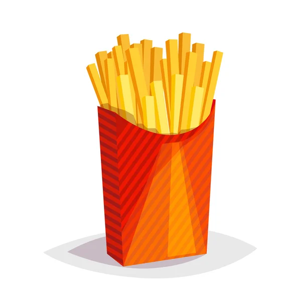 Ícone colorido do fast food dos desenhos animados no fundo branco. Batatas fritas —  Vetores de Stock