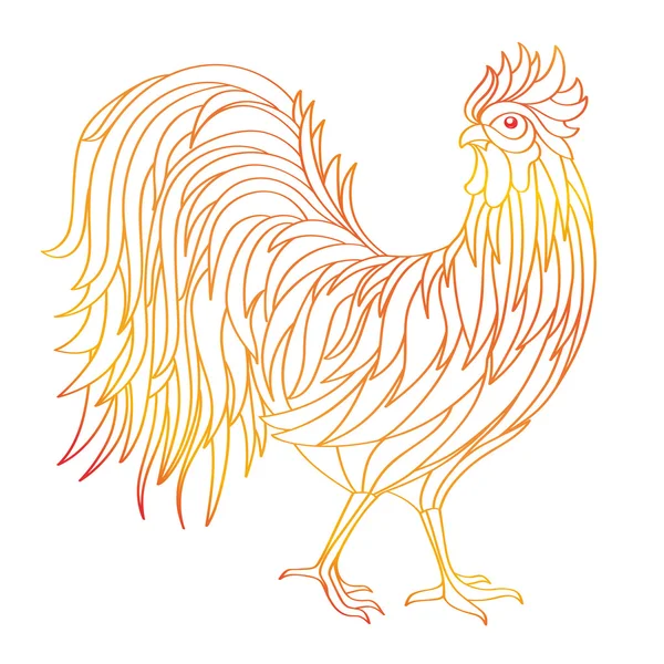 Hand drawn doodle outline rooster illustration. Decorative in African indian totem Ethnic tribal aztec design. — Stock Vector