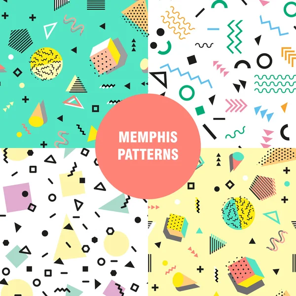 Retro vintage 80s of 90s fashion stijl. Memphis naadloze patroon. Trendy geometrische elementen. Moderne abstracte vormgeving. Goed voor textiel. Vector. — Stockvector