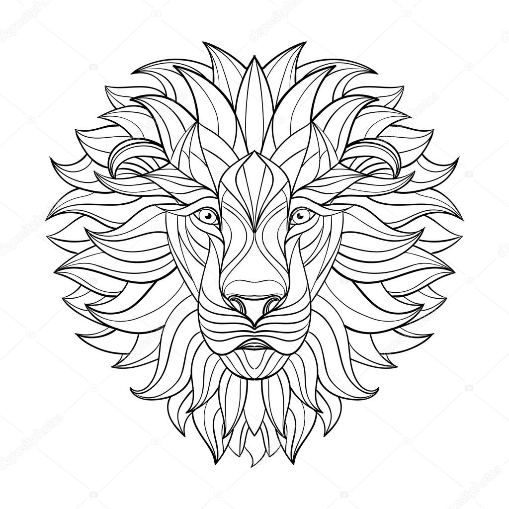 Detailed Lion in aztec style. Patterned head on isolated background. African indian totem tattoo design. Vector illustration. Stock Vector by ©mskorchenko1805.gmail.com 122931582