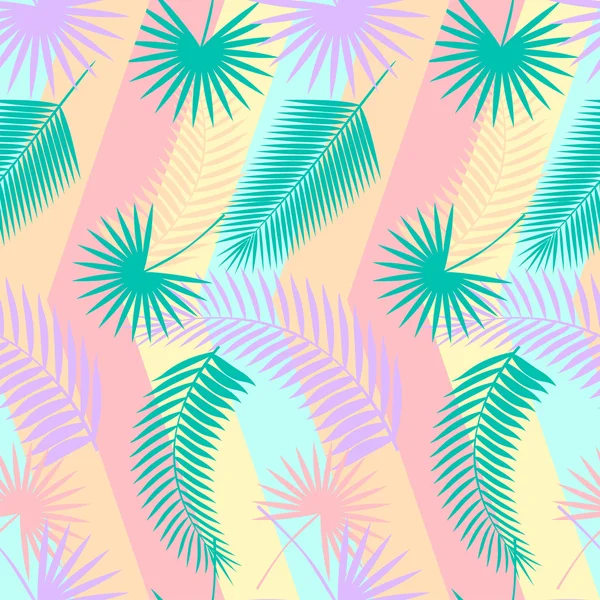 Schöne nahtlose tropische Dschungel Blumenmuster Hintergrund mit Palmblättern — Stockvektor