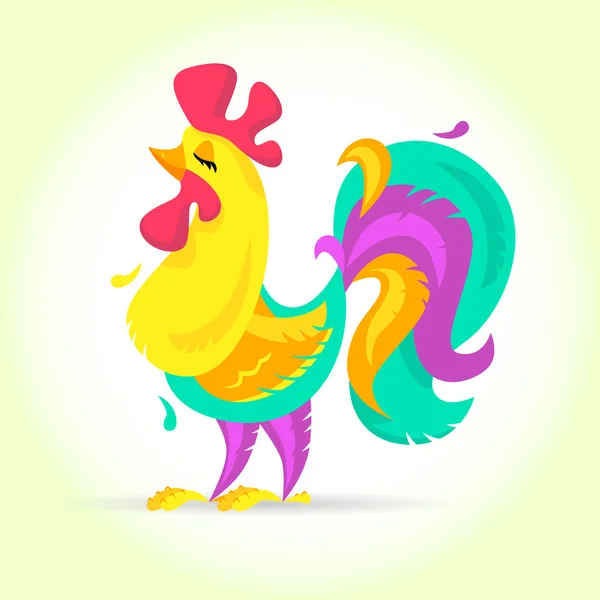 New Year Cute Cartoon Rooster Vector Ilustrasi. Ayam ternak burung. Elemen desain kartu liburan. Selamat Natal, kenangan tahun baru bahagia, iklan. Simbol Cina 2017 . - Stok Vektor