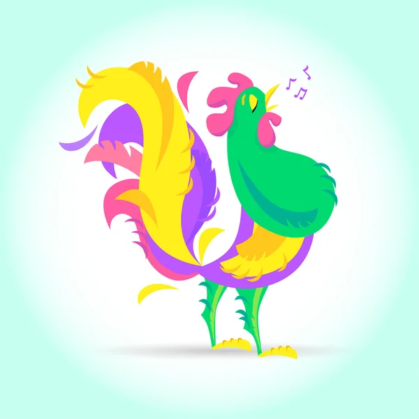 새 해 귀여운 만화 수 탉 벡터 일러스트입니다. 수 탉 농장 새입니다. 휴일 카드 디자인 요소입니다. 메리 크리스마스, 해피 개관 메모리, 광고입니다. 중국 상징 2017. — 스톡 벡터