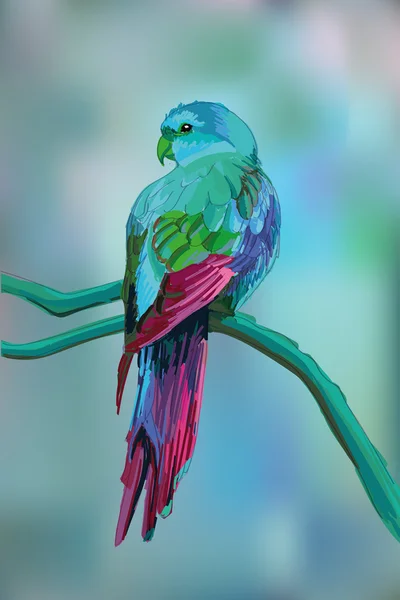 Arka plan bulanık üzerinde güzel egzotik papağan. — Stok Vektör